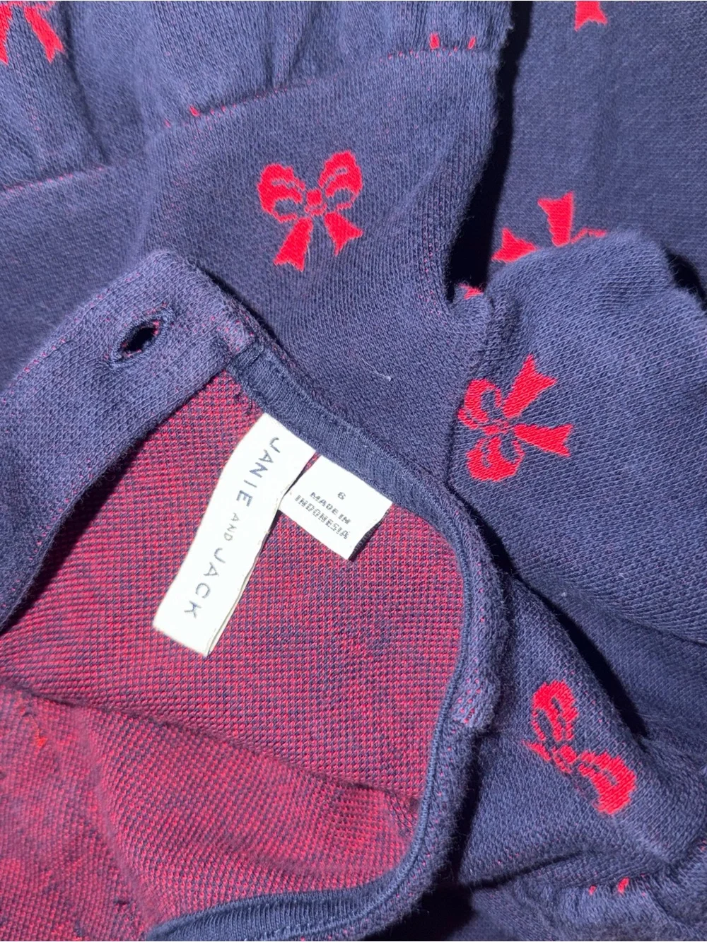 Janie and Jack Navy Dress with Red Bow Accents